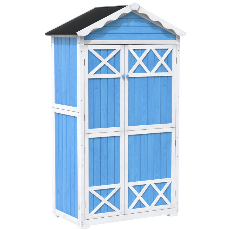 Outdoor Holz Gartenmöbel Aufbewahrungsschuppen, Werkzeughaus für Garten, Terrasse, verblassungsfrei, wetterfest, sicher und geschützt, wartungsfrei, umweltfreundlich, blau
