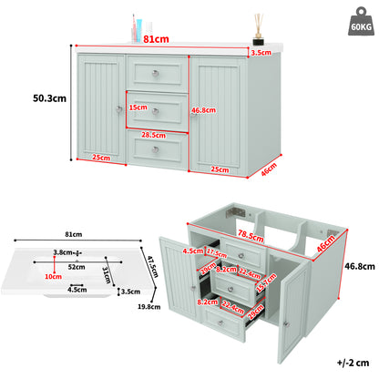 Badezimmerschrank mit waschbecken,Grün