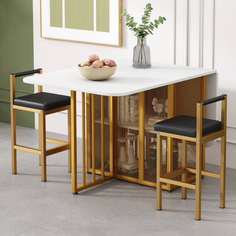 Essgruppe, (Set mit Esstisch, 6 Stühlen), Weiß und Gold