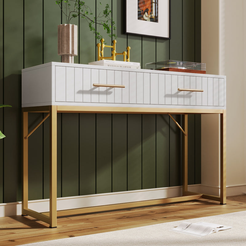 Schminktisch mit 2 Schubladen 75cm Höhe ,Kommode Schlafzimmer Highboard Weiss Sideboard Schubladenkommode Kommode für Schlafzimmer, Weiß -H75/B100/T45 cm
