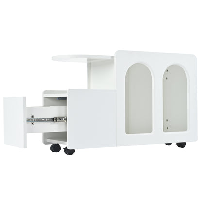 Beistellschrank mit Rollen, vielseitiger Aufbewahrungswagen für Wohnzimmer, Esszimmer und Schlafzimmer, Weißer