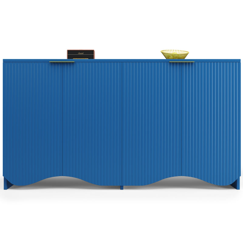 Sideboard(140×40×85cm), buffetschrank, cabinets, Esszimmer Wohnzimmer Aufbewahrungsschränke, Gemusterte Schränke, Freistehende Schränke, Küchenmöbel,Wellenmuster-Design, Blau