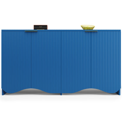 Sideboard(140×40×85cm), buffetschrank, cabinets, Esszimmer Wohnzimmer Aufbewahrungsschränke, Gemusterte Schränke, Freistehende Schränke, Küchenmöbel,Wellenmuster-Design, Blau