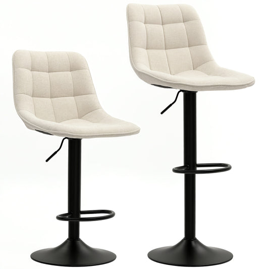 Barhocker 2er-Set, Gepolstert Barstuhl mit Lehne, 360° Drehbar Tresenhocker, für Küche, Wohnzimmer, Beige