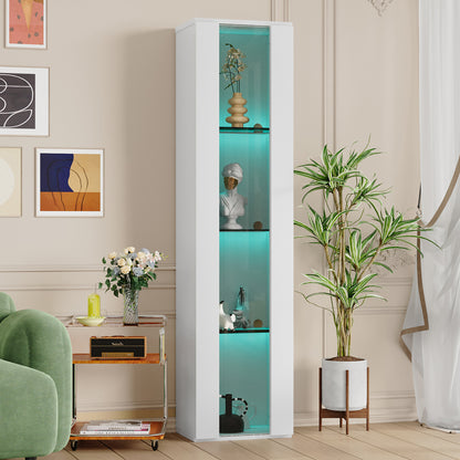 multifunktionale Vitrine, Glastrennwand, LED-Farbwechsel Licht, schlichtes Design, weiß