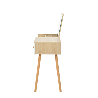 Schminktisch, Kosmetiktisch Mit Spiegel, Schminktisch aus Holz Mit Schubladen, geteilter Stauraum, große Lagerkapazität - Maße:B100/H78/T40 cm(ohne Hocker)(OLD SKU: WF319875AAW)