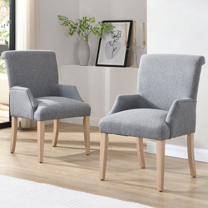 Esszimmerstuhl aus Leinen, 2er-Set, Küchenstuhl, Wohnzimmer-Loungesessel, Grau