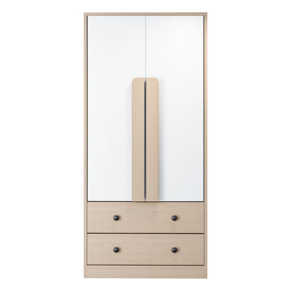 Kleiderschrank 70*40*170cm, Doppeltüren-Design, mit Schubladen und Ablagefächern, holzfarbe+weiß