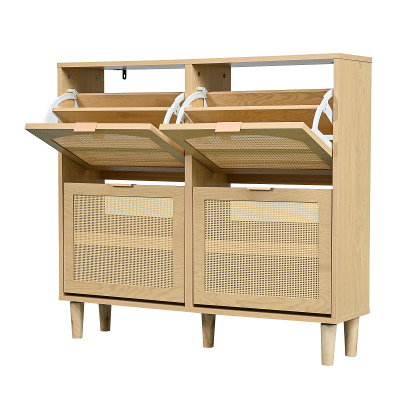 Schuhschrank mit 4 Klappschubladen, Schuhregal für Flur, Schlafzimmer, Wohnung,Holzmöbel, Landhausstil