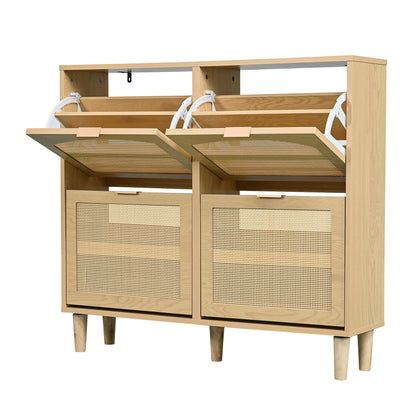 Schuhschrank mit 4 Klappschubladen, Schuhregal für Flur, Schlafzimmer, Wohnung,Holzmöbel, Landhausstil