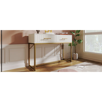 Schminktisch mit 2 Schubladen 75cm Höhe ,Kommode Schlafzimmer Highboard Weiss Sideboard Schubladenkommode Kommode für Schlafzimmer, Weiß -H75/B100/T45 cm