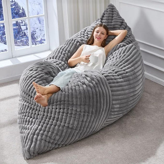 Oversize Convertible Bean Bag Chair 194×140 cm, Loungesofa & Bodensofa aus Flanell, abnehmbarer Bezug, für Wohnzimmer & Schlafzimmer – Hellgrau
