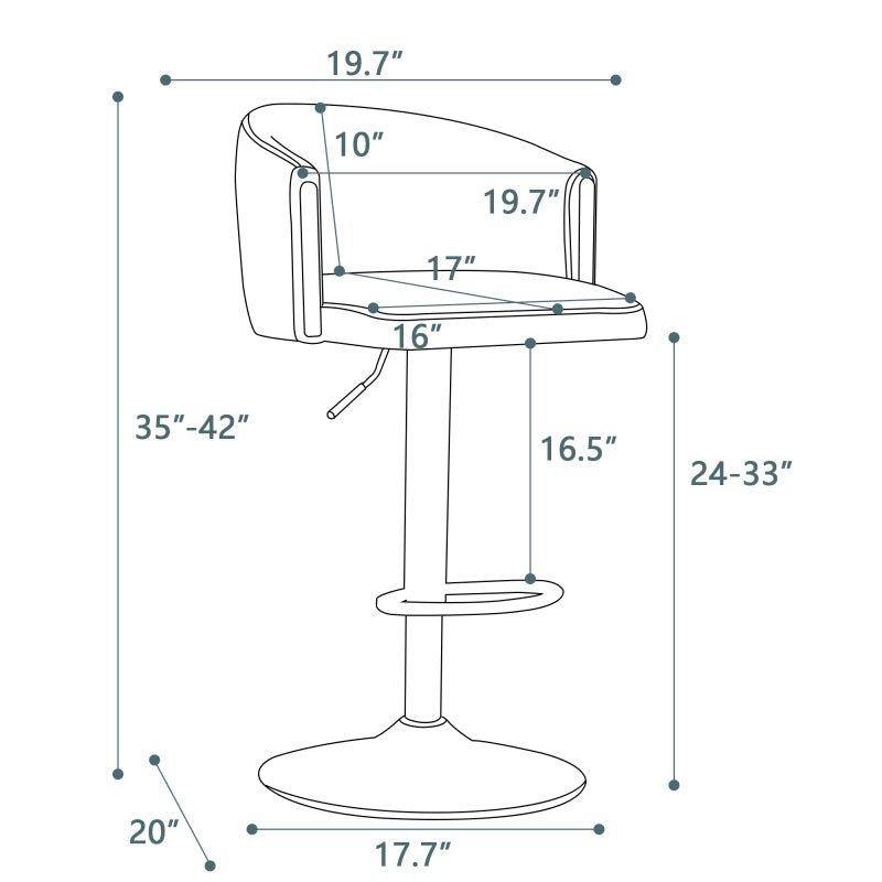 Modern rotatable height adjustable bar stools, modern bar stools for kitchen, bar, and restaurant counters, lift stools with middle backrest and gold footrest (Grau Set of 2)