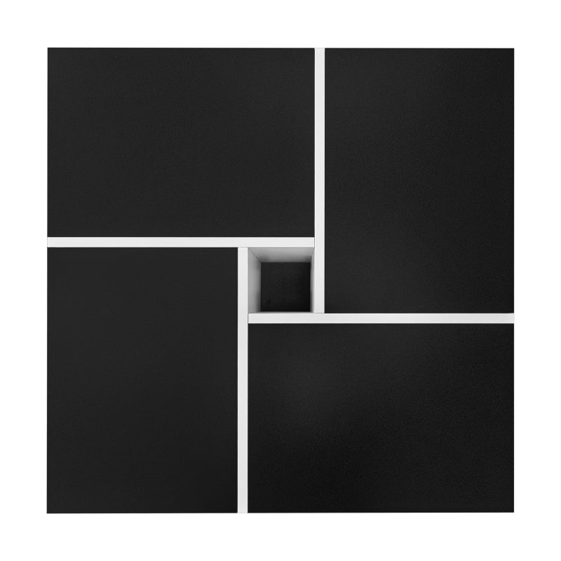 Moderner quadratischer Couchtisch 70x70x35cm - Schwarz-weißes Design, 5 offene Fächer, mittleres Ablagefach 10x10cm, Belastbarkeit 30KG, schwarzer quadratischer Couchtisch