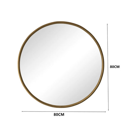 80CM Bronze Round Mirror, Bathroom Mirror for Wall, Round Wall Mirror Metal Frame, for Wall, Living Room, Bedroom, Vanity, Entryway, Hallway