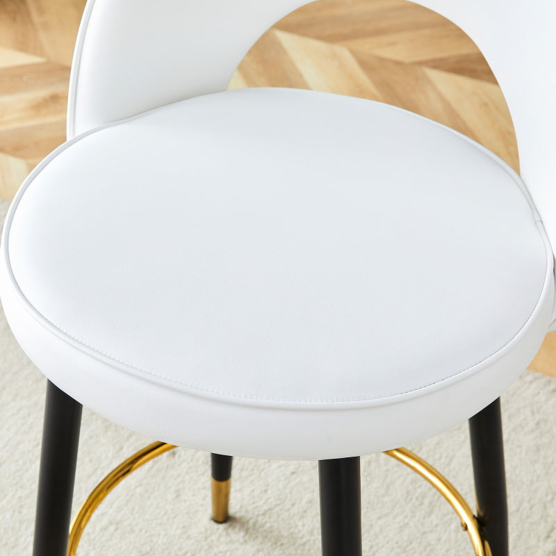 360° drehbarer Barstuhl. Moderner weißer PU, komfortabler gepolsterter Barstuhl, geeignet für Bar, Esszimmer, Küche usw. Eine Box von 2 Packungen.