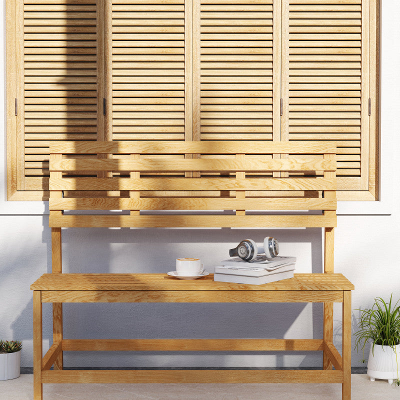 2-Sitzer Gartenbank Holz, wetterfest Sitzbank, Parkbank 240 kg belastbar, Holzbank für Balkon Terrasse, Garten, 110x61x89cm, Teak