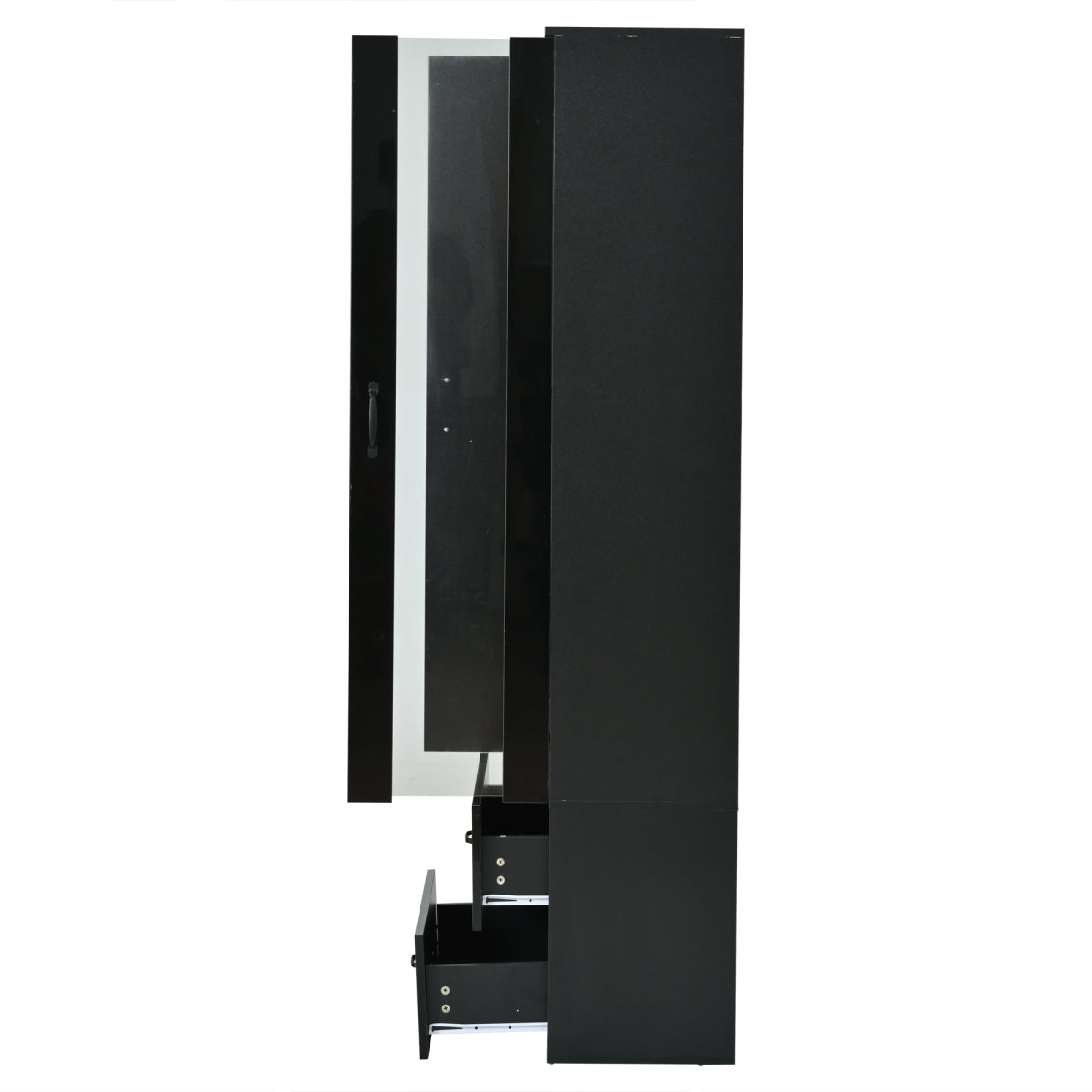 Schwarze LED-Vitrine mit 2 Glastüren - Standvitrine inkl. Beleuchtung, Freistehender Schrank für Wohnzimmer, Buffetschrank & Sammlervitrine, Schwarz