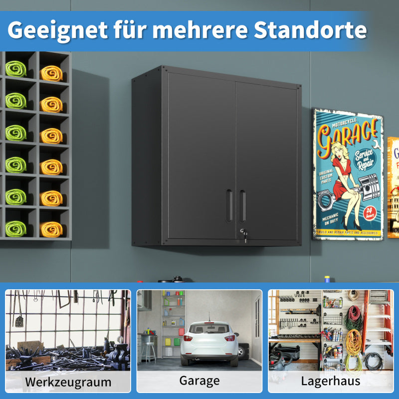 Metall-Wandschrank mit Türverschluss & Ablage - Robust, Umweltfreundlich, Ideal für Garage, Werkstatt & Büro - Ohne Holz, Kein Formaldehyd, Haustier- & Familiegeeignet, H77 cm × B75 cm × T30 cm