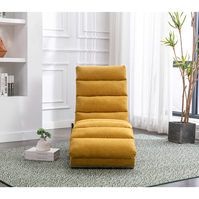Sackleinen Massage Chaise Lounge Indoor mit Fernbedienung, Ergonomische elektrische Massage Long Lounger mit 5 Modi für Büro, Wohnzimmer, Schlafzimmer (Senfgelb)