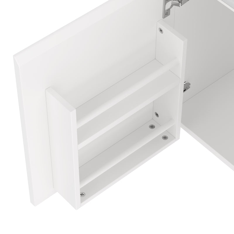 76x46x50cm wandhängend Badezimmerschränk, komplett lackiert, LED-Radarsensor-Beleuchtung, Waschtisch, zwei Schubladen, leise Gleitschienen, linke und rechte Ablage, integriertes Waschbecken, weiß