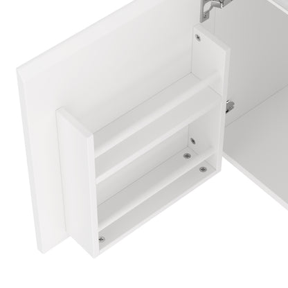 76x46x50cm wandhängend Badezimmerschränk, komplett lackiert, LED-Radarsensor-Beleuchtung, Waschtisch, zwei Schubladen, leise Gleitschienen, linke und rechte Ablage, integriertes Waschbecken, weiß