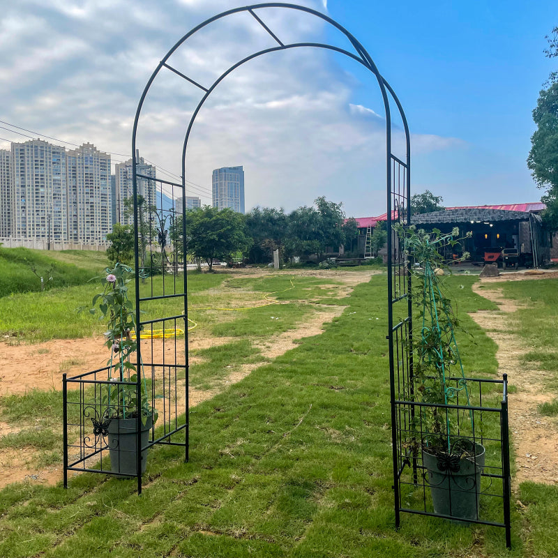 Gartenbogen Arbor Trellis für Kletterpflanzen, langlebige Metall Gartenbogen Outdoor Hochzeitsbogen, für Hochzeitszeremonie Party Pflanze Klettern Rose Reben Rasen Innenhof Schwarz, 7.15ft