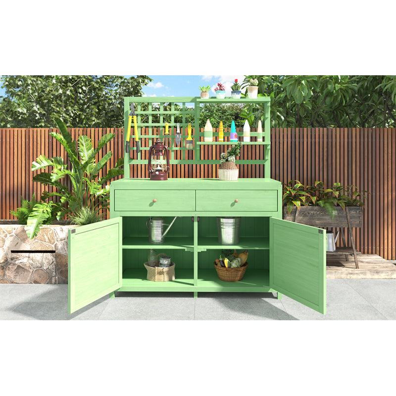 Holz Gartenschrank,Gartenschrank mit Regalen  Outdoor Schrank, Gartenschrank Geräteschuppen Terrassenschrank, Balkonschrank, Gerätehaus, Garten Möbel, Grün