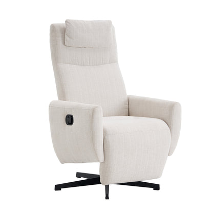 Bequemer Relaxsessel mit Liegefunktion – Chenille Fernsehsessel mit Fußstütze, drehbarer Stillsessel & Loungesessel für Wohnzimmer, modernes Sofa, Beige