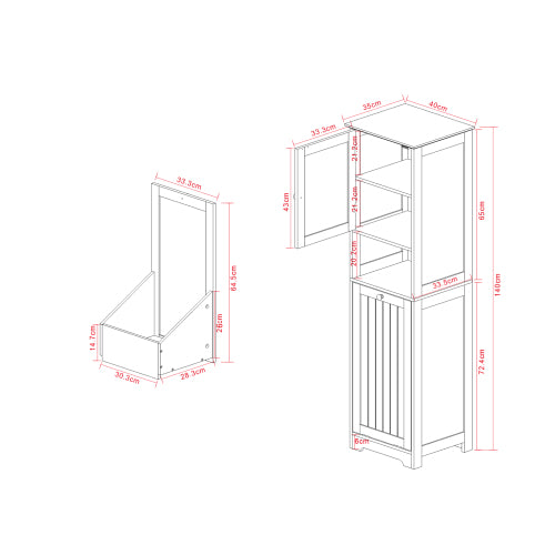 Wäschesortierschrank mit einem Fach und einer Tür, klappbar, Weiß