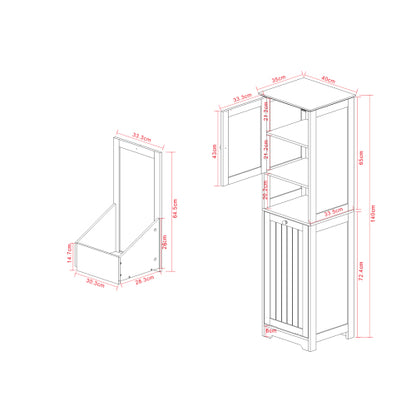 Wäschesortierschrank mit einem Fach und einer Tür, klappbar, Weiß