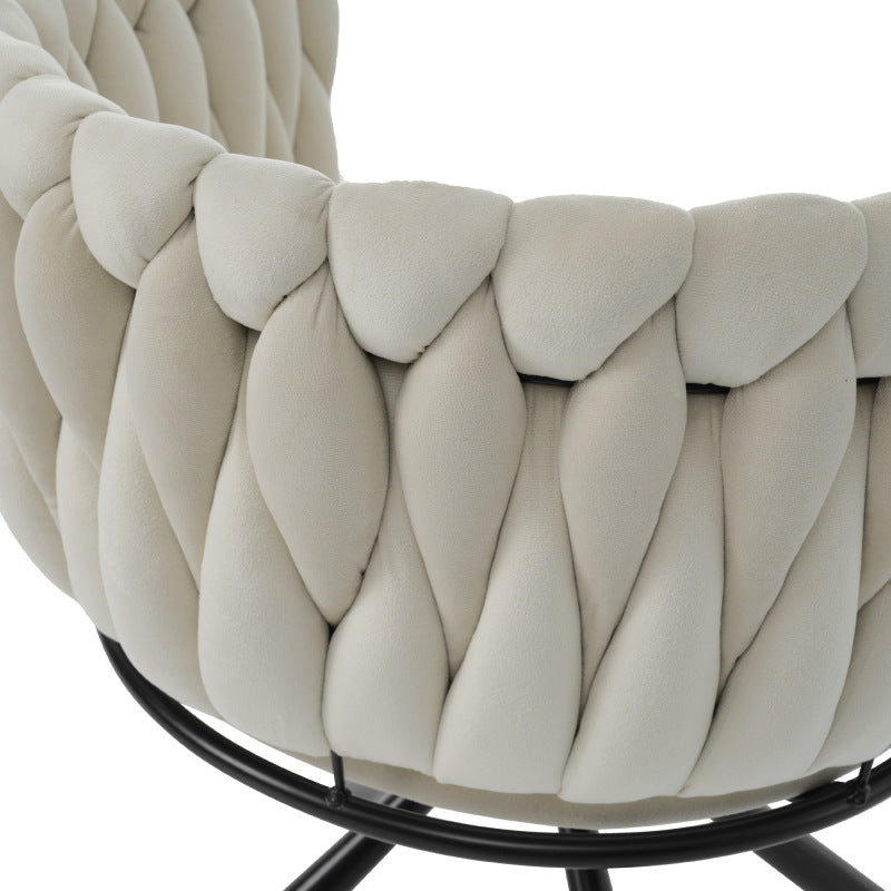 Samt-Esszimmerstuhl, 4er set, Freizeit-Drehstuhl mit vier Stützbeinen aus Metall, Beige