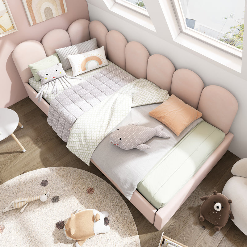 Polsterbett Einzelbett mit Schubladen Stauraumbett Samt Daybett Tagesbett Schlafsofa 90x190cm mit Lattenrost Jugendbett und Erwachsene Kinderbett,Rosa(Ohne Matratze)