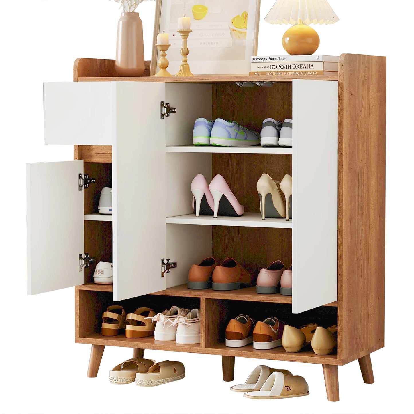 Schuhschrank mit verstellbaren Einlegeböden – Minimalistischer Home Organizer: H99 cm x B90 cm x T35 cm