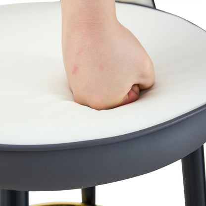 360° drehbarer Barstuhl. Moderne weiße und dunkelgraue Splice-Farbe, PU bequeme Padded Bar Stuhl, Eine Box von 2 Packungen.