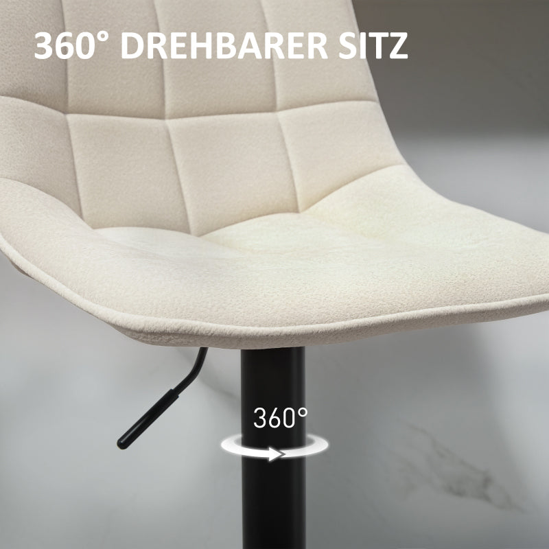 Barhocker 2er-Set, Gepolstert Barstuhl mit Lehne, 360° Drehbar Tresenhocker, für Küche, Wohnzimmer, Beige