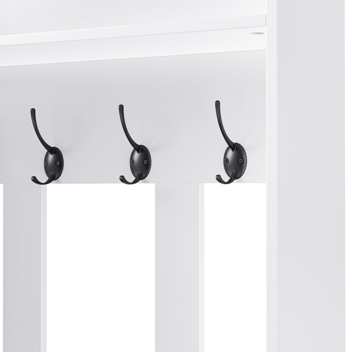 Garderoben-Set mit Schuhbank, Wandgarderobe mit 4 Haken, 2 Schubladen & Schranktür, MDF, Weiß, 100×35×180 cm