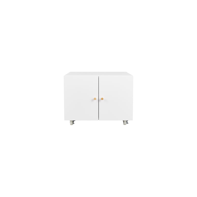 Metal Printer Stand with Storage Mobile Printer Tables for Small Spaces with Door Adjustable Shelf File Cabinet on Wheels for Home Office (White)