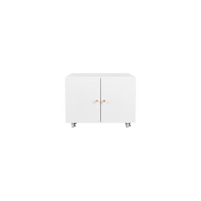 Metal Printer Stand with Storage Mobile Printer Tables for Small Spaces with Door Adjustable Shelf File Cabinet on Wheels for Home Office (White)