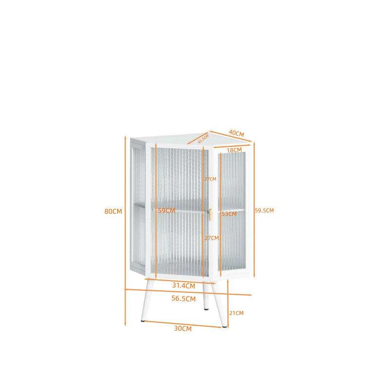 Floor Coner Cabinet with Tempered Glass Door & Adjustable Shelf for Bathroom, Living Room, Bedroom(White)