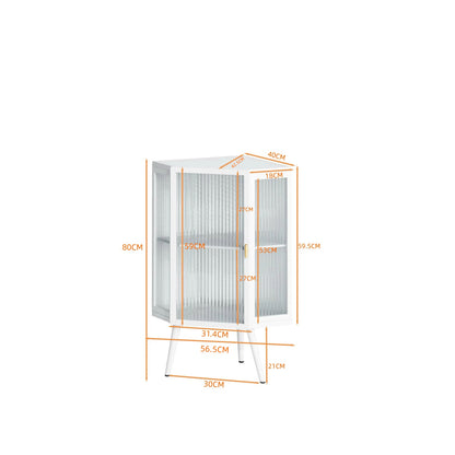 Floor Coner Cabinet with Tempered Glass Door & Adjustable Shelf for Bathroom, Living Room, Bedroom(White)