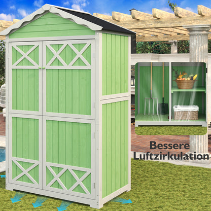 Outdoor Holz Gartenmöbel Aufbewahrungsschuppen, Werkzeughaus für Garten, Terrasse, verblassungsfrei, wetterfest, sicher und geschützt, wartungsfrei, umweltfreundlich, grün
