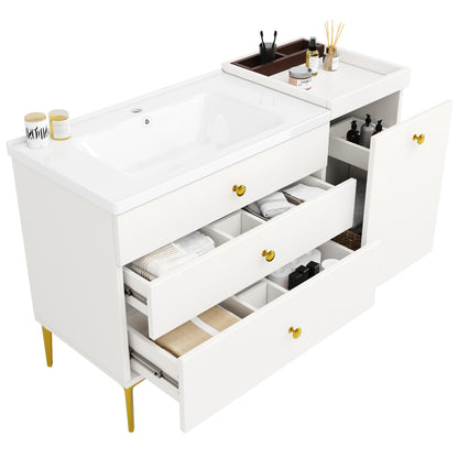 Badezimmerschrank mit Waschbecken, Moderner Stil, Badmöbel, Weiß