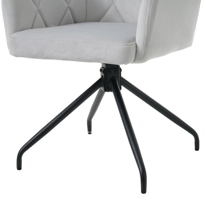 2er Set 360° Drehbarer Esszimmerstühle mit Rautenmuster,Gepolsterter Sessel mit 4 Metallbeinen,Moderner Lounge-Stuhl,Wohnzimmerstuhl für Shlafzimmer,Arbeitzimmer,Lendenwirbelstütze,Samt,Grau