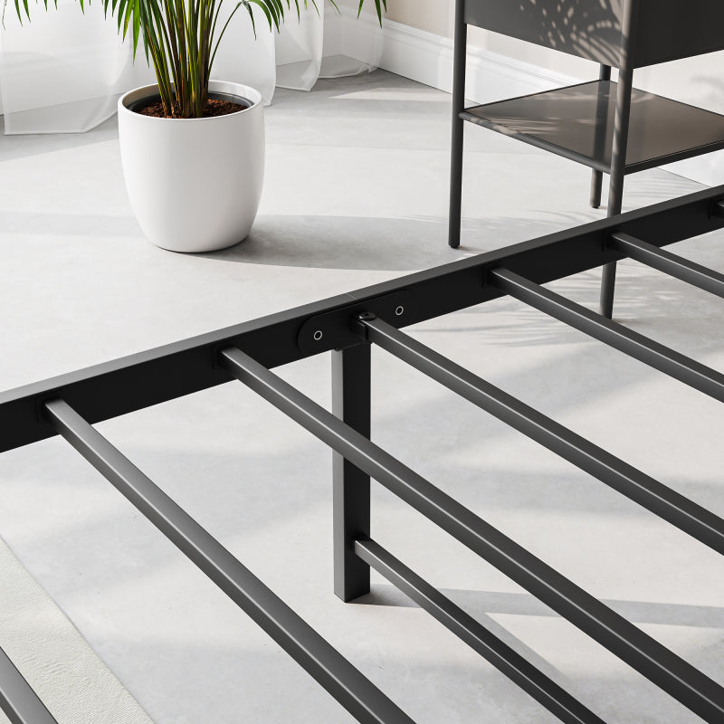 120x200cm Size Bed Frame with Smart LED Lights, Storage Headboard with USB Charging Station, Heavy Duty Metal Slats Support Platform, Noise Free, Easy Assembly, No Box Spring Needed