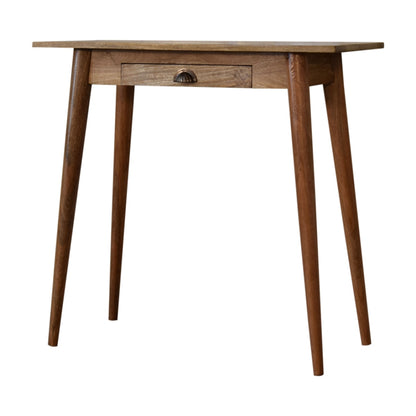 Schreibtisch aus massivem Mangoholz – Nordic Style Mini, 1 Schublade, Handgefertigt, Fertig montiert, Natur Braun, 80x35x77 cm