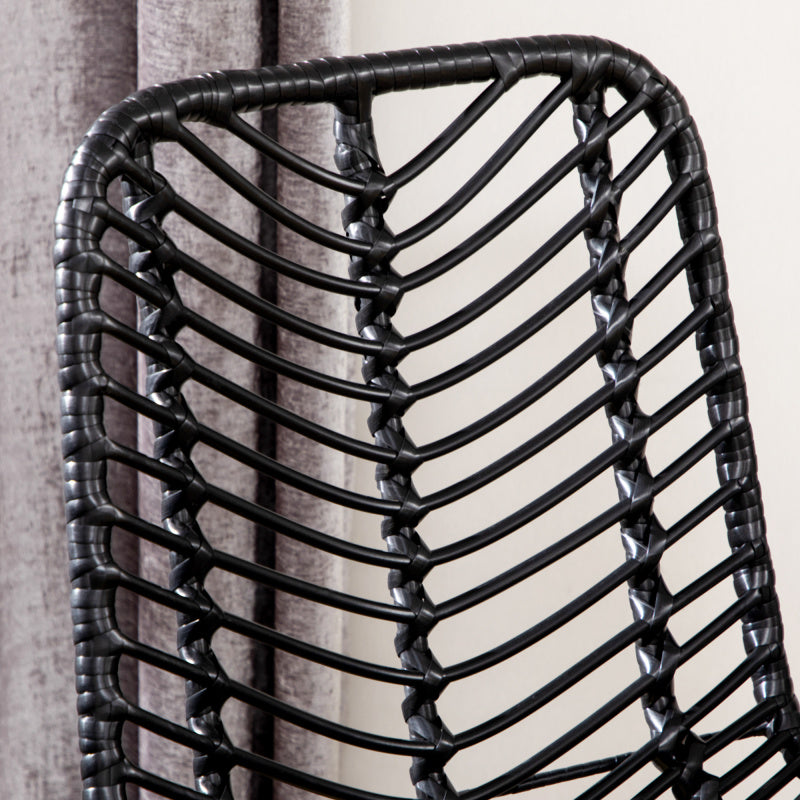 2er-Set Barhocker, Bistrohocker mit Fußstütze, Barstuhl, Küchenstuhl mit Stahlbeinen für Wohnzimmer, Esszimmer, Schwarz