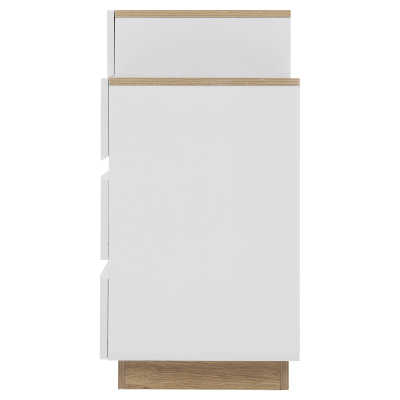 Schreibtisch mit 5 Schubladen,Frisiertisch, Funktion von Aufbewahrung, für Schlafzimmer , E1-Spanplatte, weiß+oak