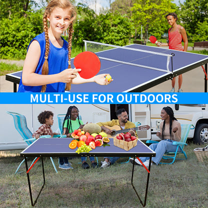 137.2cm/4.5FT Foldable Table Tennis Table, Portable Ping Pong Table Set with Net, 2 Table Tennis Paddles and 3 Balls Indoor & Outdoor Games Easy to Store