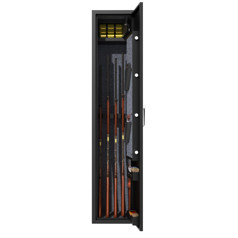 Gewehrschrank für 5 Langwaffen, Gewehrsafe für Gewehre und Pistolen, Schrotflinten-Safe, Schnellzugriff. Geeignet zur sicheren Aufbewahrung von Langwaffen und Schuss. H 138 cm × B 30 cm × T 30 cm